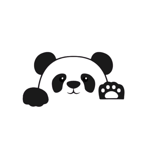 Cute panda peeking over button